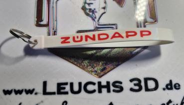 Zündapp Schlüsselband in Weiß mit Roter Schrift TPU Hologramm Effekt